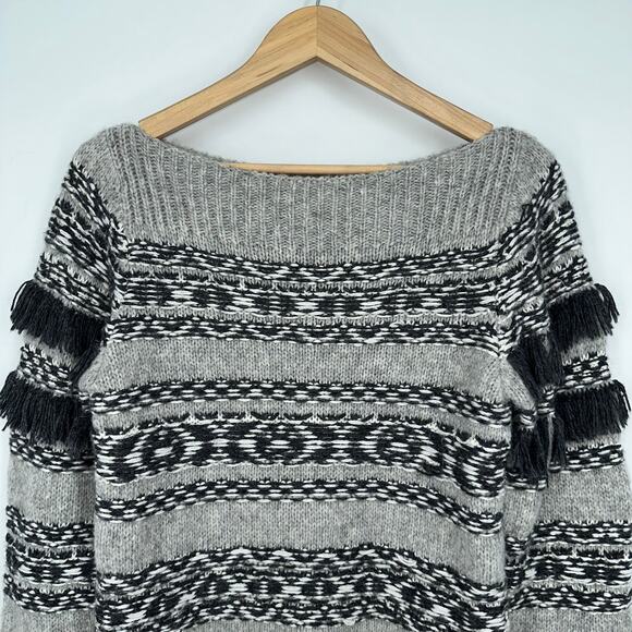 LoveShackFancy Atlas Rosie Sweater Fair Isle Chunky Knit Boho Cottagecore Gray - Picture 4 of 11
